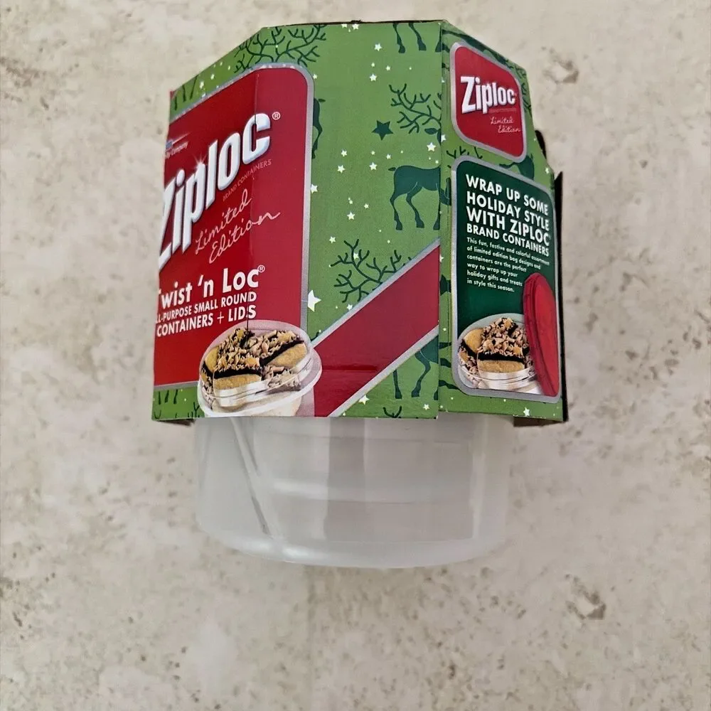 Ziploc Twist n Lock Loc 3pk Limited Edition 16oz round container red lid 817961
